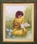 484 Набор для вышивания крестом Чаривна Мить "Девочка с голубем"